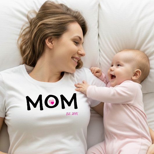 Mom Established Double Nested Pink Heart T-Shirt Tシャツ