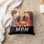 Mom Established Elegant Bold Font Black Photo クッション (ブランケット)