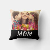 Mom Established Elegant Bold Font Black Photo クッション (裏面)