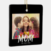 Mom Established Elegant Bold Font Black Photo セラミックオーナメント (右)