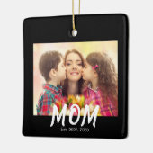 Mom Established Elegant Bold Font Black Photo セラミックオーナメント (左)