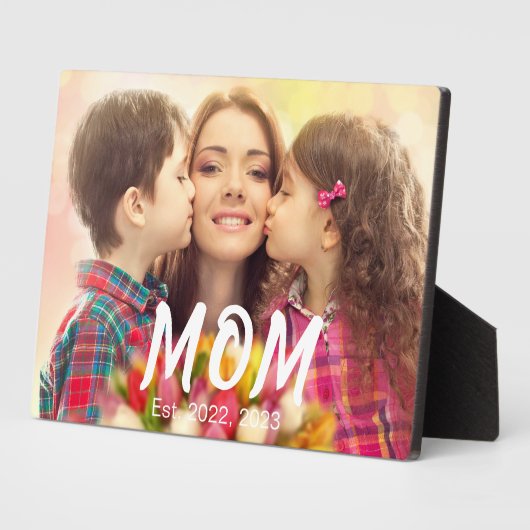 Mom Established Elegant Bold Font Black Photo フォトプラーク (側面)