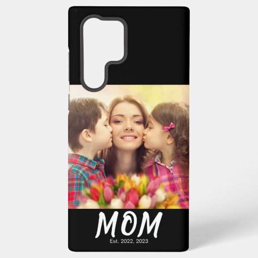Mom Established Elegant Bold Font Black Photo Samsung Galaxyケース (裏面)