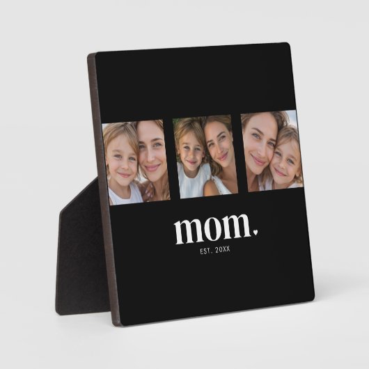 Mom Established Elegant Modern Black 3 Photo フォトプラーク (正面)
