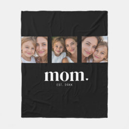 Mom Established Elegant Modern Black 3 Photo フリースブランケット