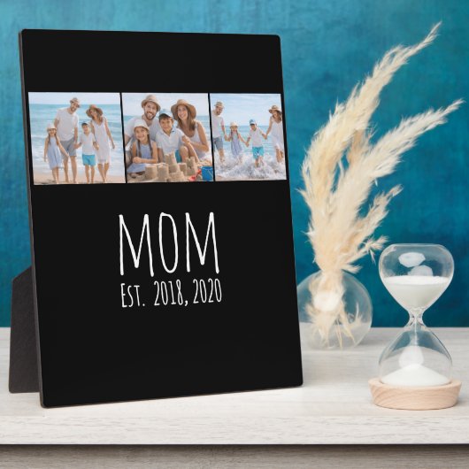 Mom Established Elegant Script ブラック 3枚の写真 フォトプラーク (側面)
