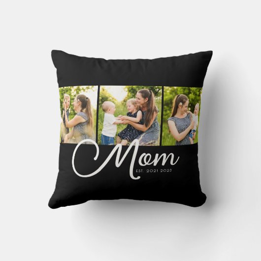 Mom Established Elegant Script Black 3 Photo  クッション (裏面)