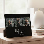 Mom Established Elegant Script Black 3 Photo フォトプラーク<br><div class="desc">Black White Mom Established Script Black 3 Photo Design. Replace the photos with your own of your kids and change the years to the years you became a mom. Created by Simply Farmhouse Press.</div>
