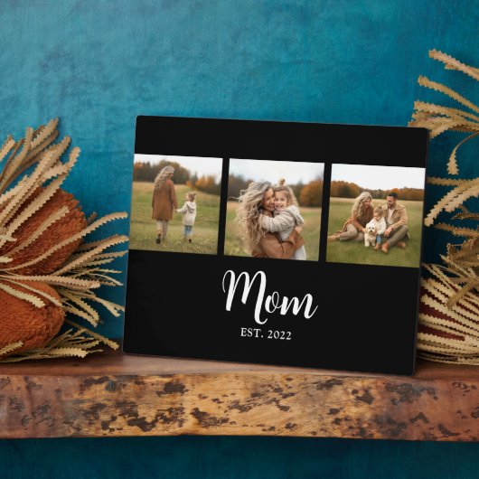 Mom Established Elegant Script Black 3 Photo フォトプラーク (側面)