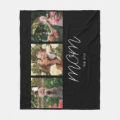 Mom Established Elegant Script Black 3 Photo  フリースブランケット (正面)