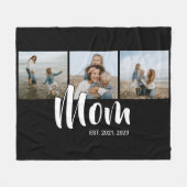 Mom Established Elegant Script Black 3 Photo フリースブランケット (正面(横))