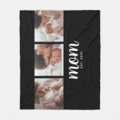 Mom Established Elegant Script Black 3 Photo フリースブランケット (正面)