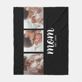 Mom Established Elegant Script Black 3 Photo フリースブランケット