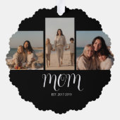 Mom Established Graceful Script Black 3 Photo オーナメントカード (裏面)