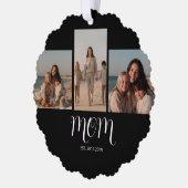 Mom Established Graceful Script Black 3 Photo オーナメントカード (左)
