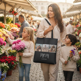 Mom Established Graceful Script Black 3 Photo トートバッグ