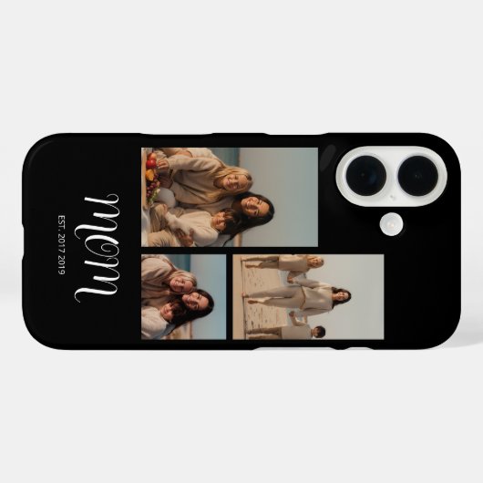 Mom Established Graceful Script Black 3 Photo Case-Mate iPhoneケース (裏面 (横))