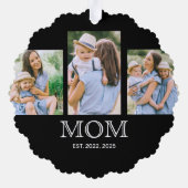 Mom Established Modern 3 写真 ブラック オーナメントカード (裏面)