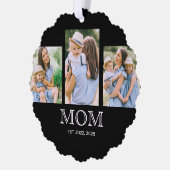 Mom Established Modern 3 写真 ブラック オーナメントカード (左)