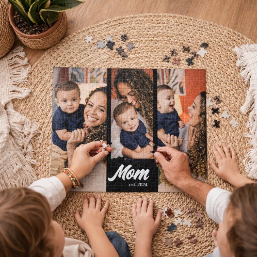 Mom Established Modern Black Photo ジグソーパズル