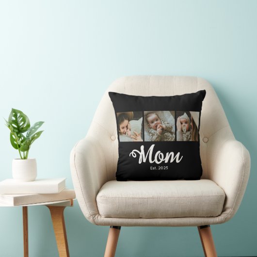 Mom Established Modern Bold Script Black 3 Photo クッション (椅子)