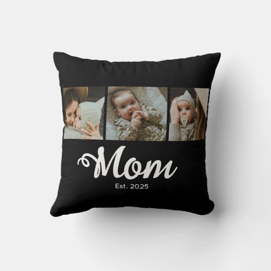 Mom Established Modern Bold Script Black 3 Photo クッション (裏面)