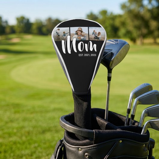 Mom Established Modern Bold Script Black 3 Photo ゴルフヘッドカバー