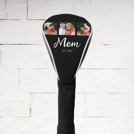 Mom Established Modern Bold Script Black 3 Photo ゴルフヘッドカバー