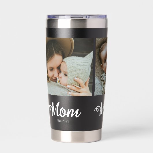 Mom Established Modern Bold Script Black 3 Photo 保温保冷タンブラー (正面)
