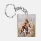 Mom Established Modern Elegant Script Photo  キーホルダー (正面左)