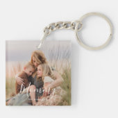 Mom Established Modern Elegant Script Photo  キーホルダー (裏面)