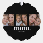 Mom Established Modern Minimal Black 3 Photo オーナメントカード (裏面)
