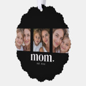Mom Established Modern Minimal Black 3 Photo オーナメントカード (左)