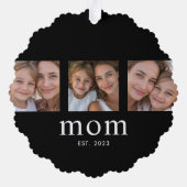 Mom Established Modern Minimal Black 3 Photo オーナメントカード (裏面)