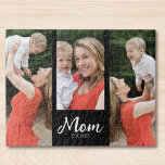 Mom Established Modern Script 3 Photo ジグソーパズル<br><div class="desc">Black White Mom Established Script 3 Photo Elegant Modern Design. Customize it. Replace the photos with your own of your kids and change the years to the years you became a mom.</div>
