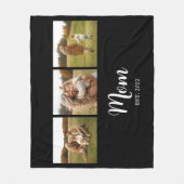 Mom Established Modern Script 3 Photo Black フリースブランケット (正面)