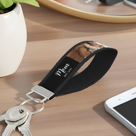 Mom Established Modern Script 3 Photo Black リストバンドキーホルダー