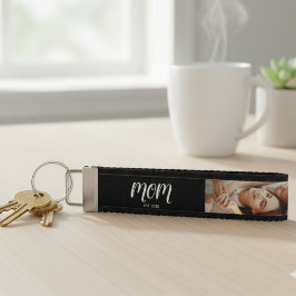 Mom Established Modern Script 3 Photo Wrist Keycha リストバンドキーホルダー