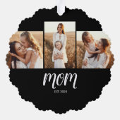 Mom Established Modern Script Black 3 Photo オーナメントカード (裏面)