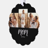 Mom Established Modern Script Black 3 Photo オーナメントカード (左)