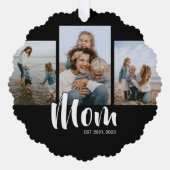 Mom Established Modern Script Black 3 Photo オーナメントカード (正面)