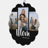 Mom Established Modern Script Black 3 Photo オーナメントカード (左)