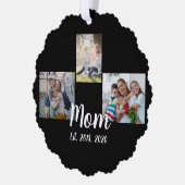 Mom Established Modern Script Black 3 Photo オーナメントカード (左)