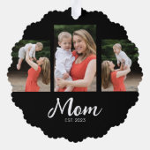 Mom Established Modern Script Black 3 Photo オーナメントカード (裏面)