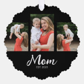 Mom Established Modern Script Black 3 Photo オーナメントカード (正面)