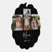 Mom Established Modern Script Black 3 Photo オーナメントカード (右)