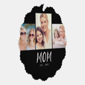 Mom Established Modern Script Black 3 Photo オーナメントカード (右)