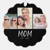 Mom Established Modern Script Black 3 Photo オーナメントカード (裏面)