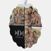 Mom Established Modern Script Black 3 Photo オーナメントカード (左)