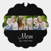 Mom Established Modern Script Black 3 Photo  オーナメントカード (裏面)
